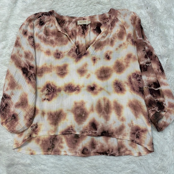 Nation Ltd Mimi Romance Gauze Tie Dye
Puff Sleeve Top - Picture 3 of 6